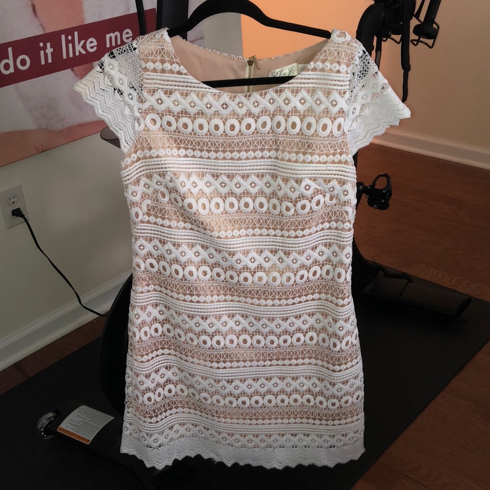 Eliza J White and Nude Dress